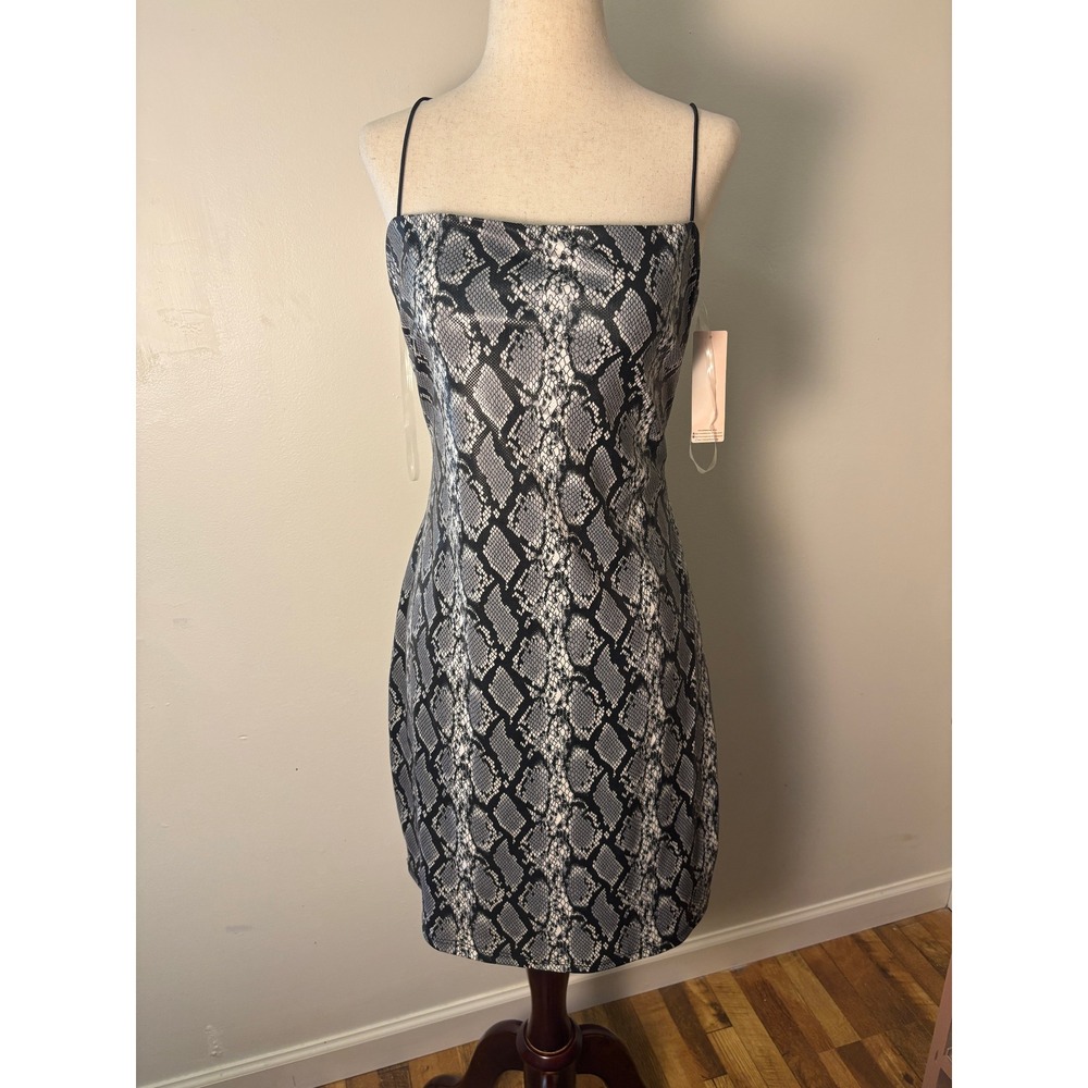 Inspired Hearts Snake Print Bodycon Midi Dress Spaghetti‎ Strap NWT XL